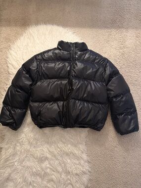 SHEIN Shiny Black Puffer Jacket Size 11-12 Y